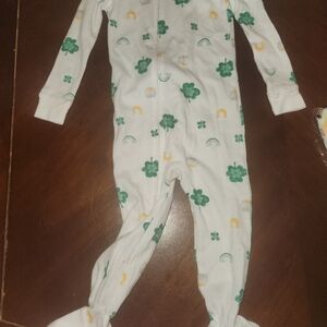 Carter's Footie Pajamas Green Clovers And Horseshoes And Rainbows St Patricks